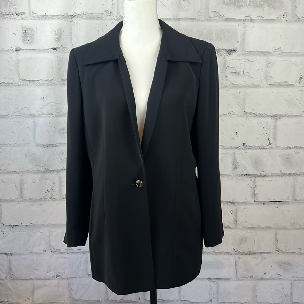 Collections for Le Suit Single Breasted One Button Lined Blazer Jacket Black